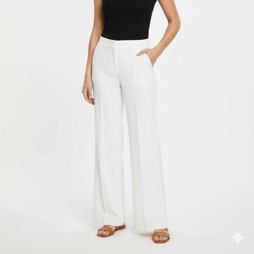 BNWT Zara White Wide Leg High Waisted Dress Pants Size XL -